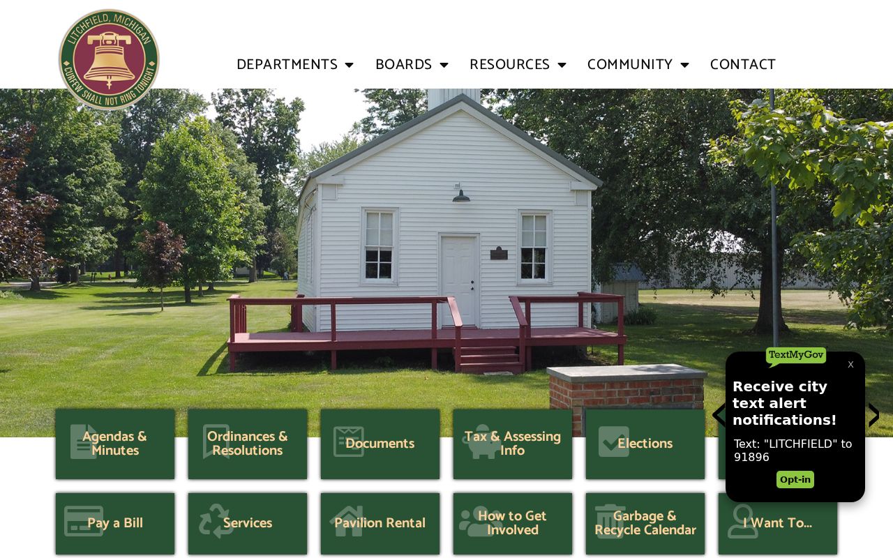 Litchfield city government page for city warrant records questions