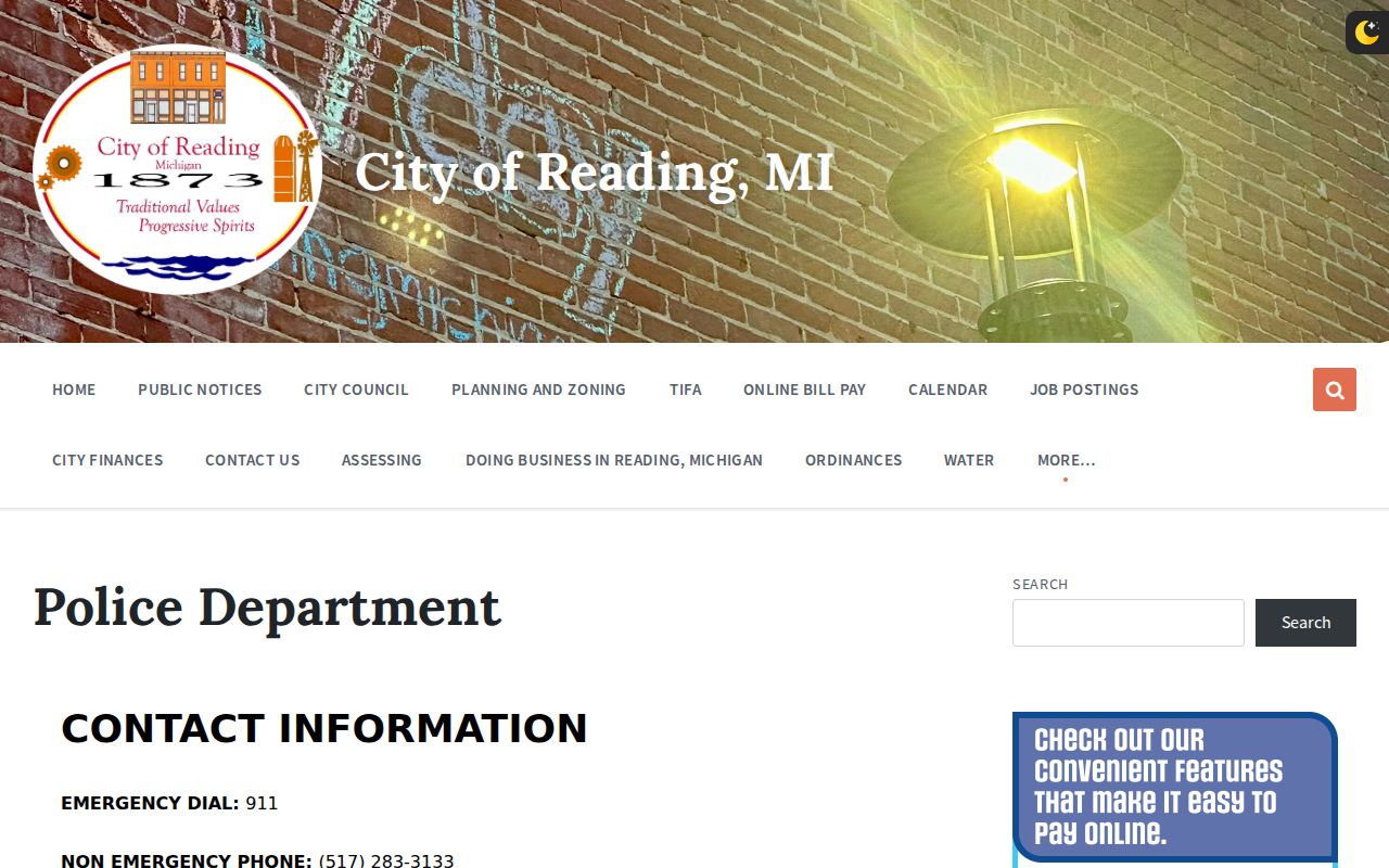 Reading police department page for warrant records and report routing