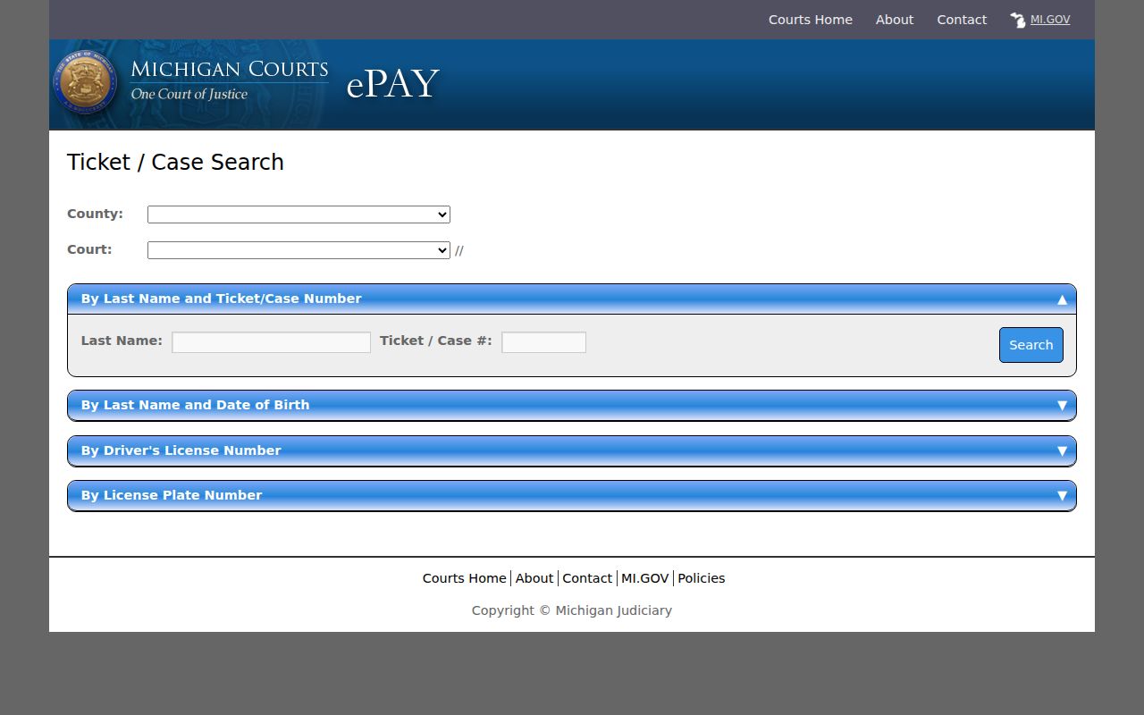 Hillsdale County warrant records state ticket and case search fields